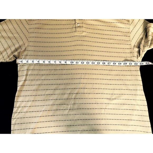 Men's Shirt Docker's Golf Polo Size M BeigeTan w/stripe Cotton Short Sleeve - Picture 8 of 9